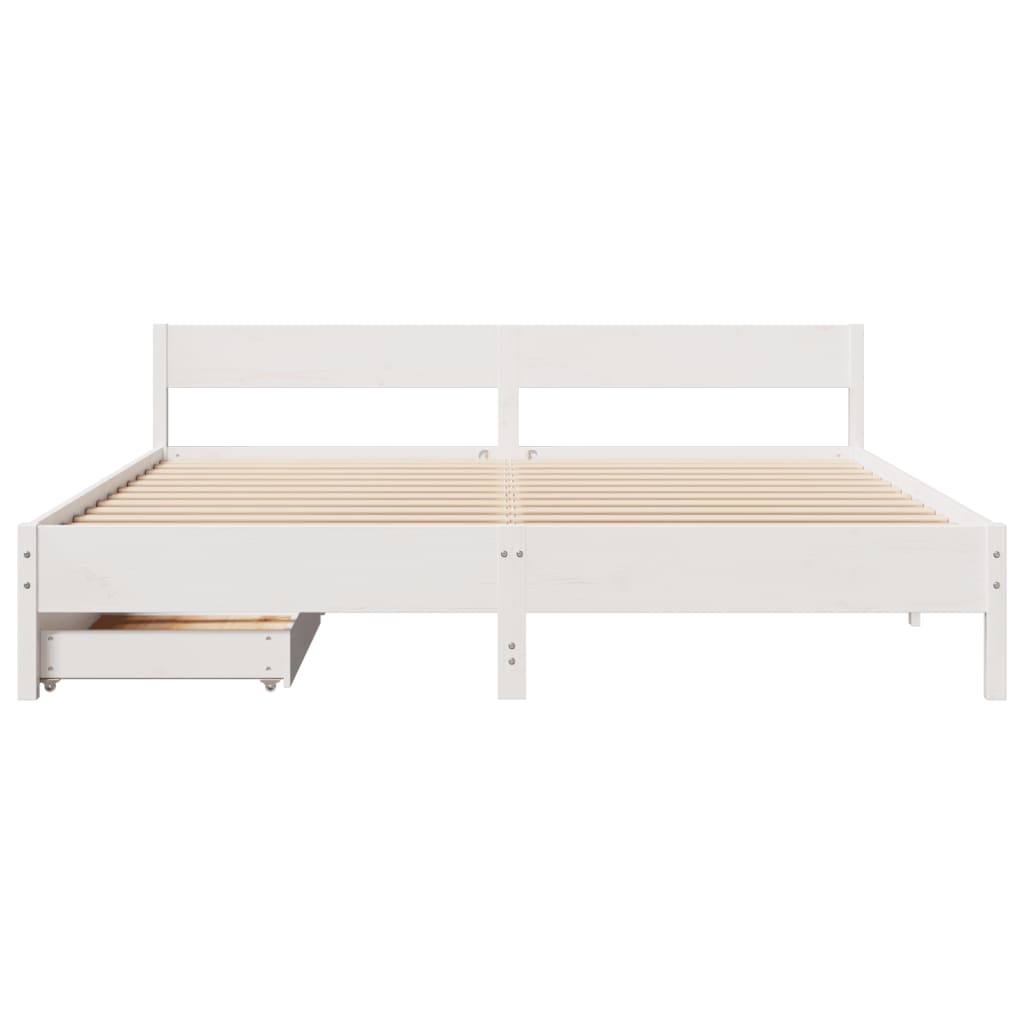 vidaXL Bedframe zonder matras massief grenenhout wit 200x200 cm