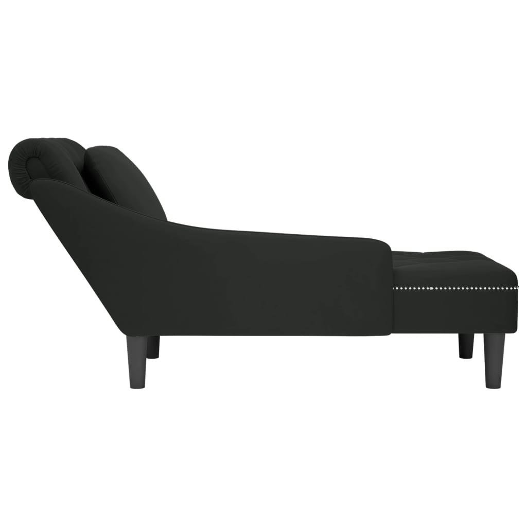 vidaXL Chaise longue met kussen en rechterarmleuning fluweel zwart