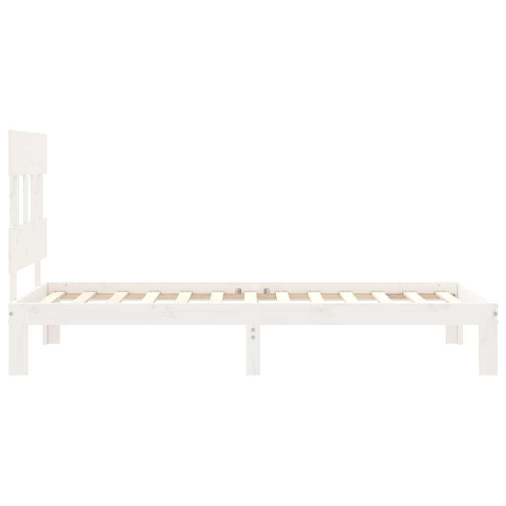 vidaXL Bedframe met hoofdbord massief hout wit