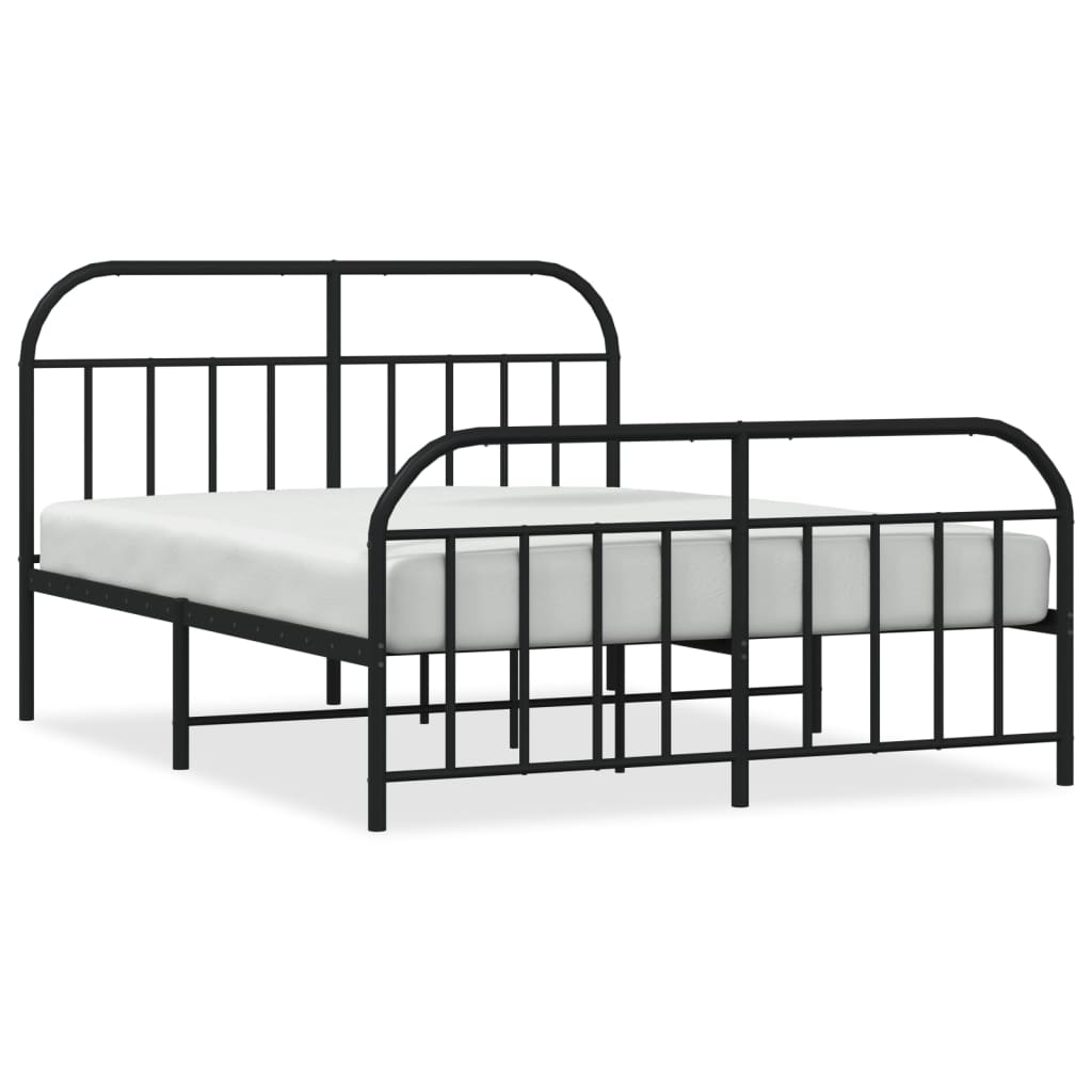 vidaXL Bedframe met hoofd- en voeteneinde metaal zwart 140x200 cm