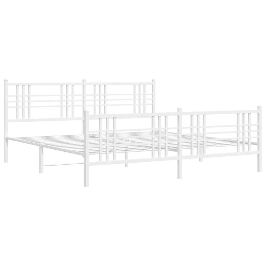 vidaXL Bedframe met hoofd- en voeteneinde metaal wit 193x203 cm