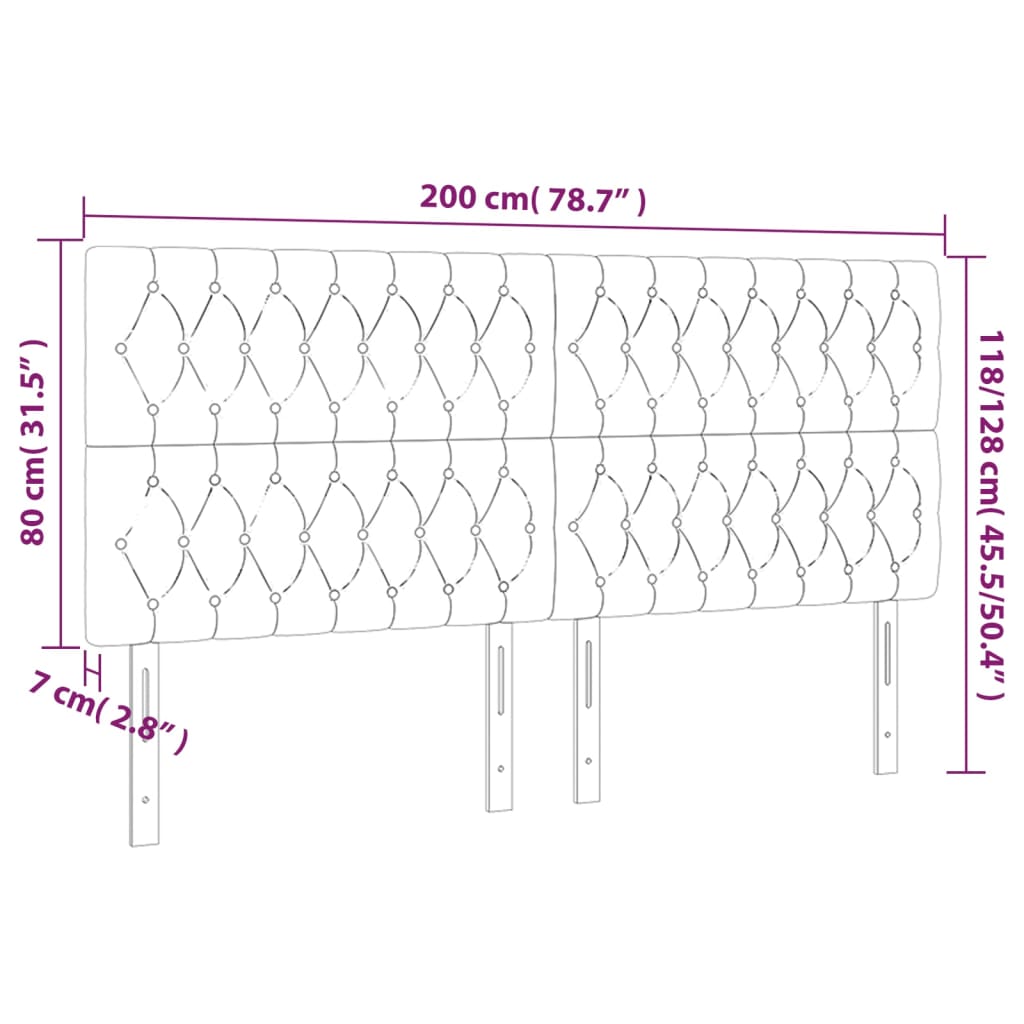 vidaXL Hoofdborden 4 st 100x7x78/88 cm fluweel roze