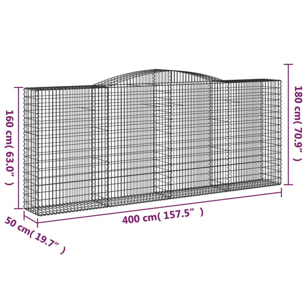 vidaXL Schanskorven 9 st gewelfd 400x50x160/180 cm ijzer