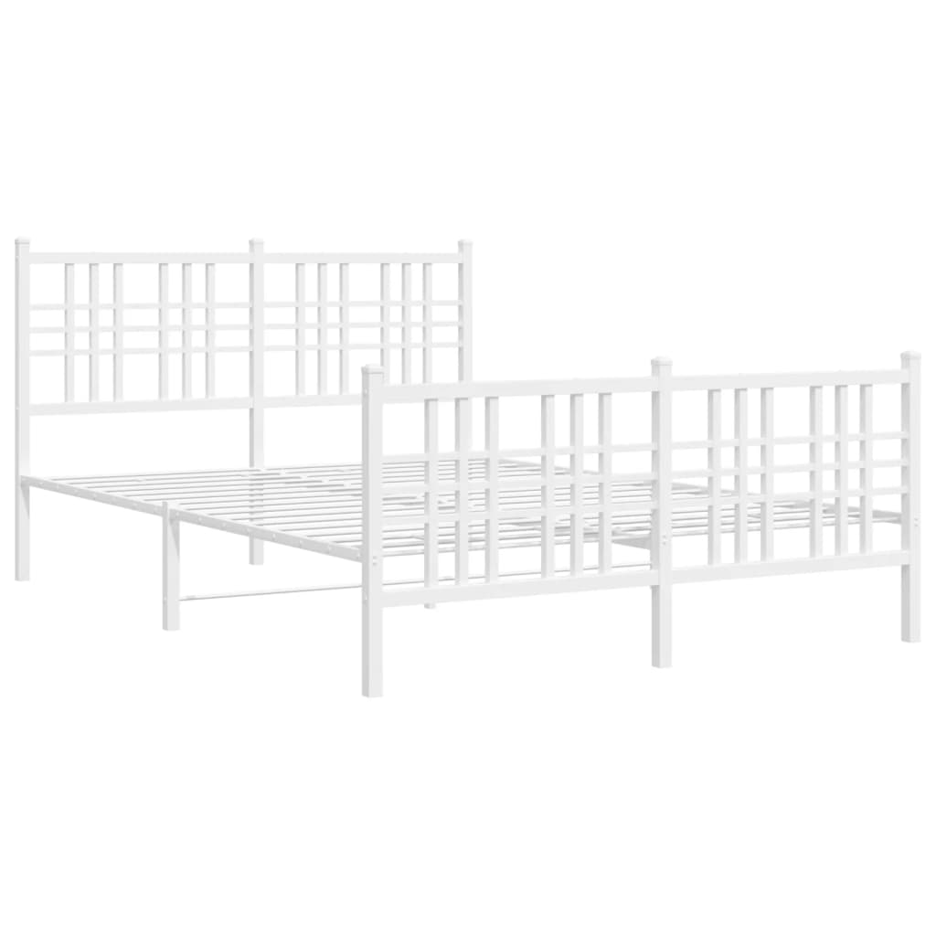 vidaXL Bedframe met hoofd- en voeteneinde metaal wit 120x200 cm