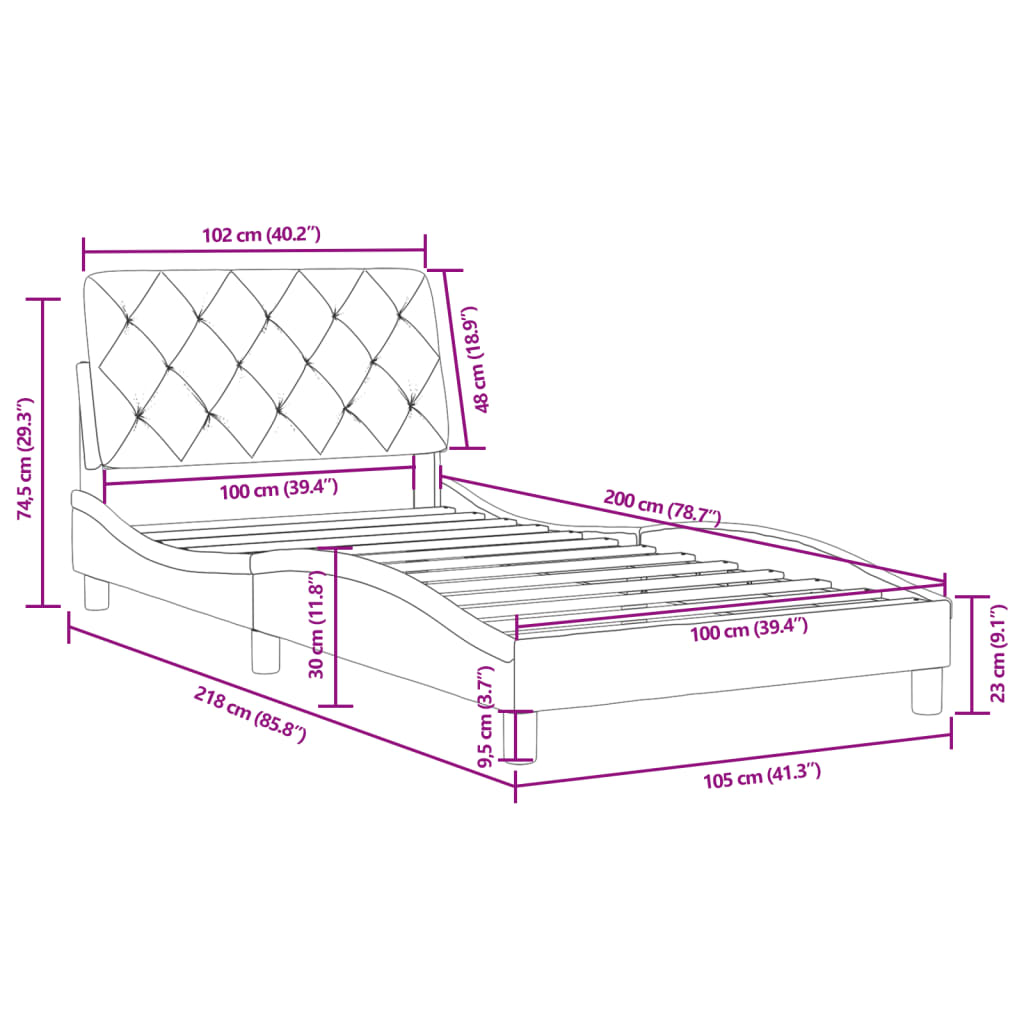 vidaXL Bedframe zonder matras 100x200 cm fluweel donkergrijs