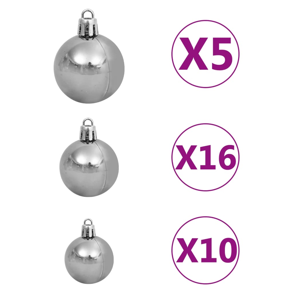 vidaXL Kunstkerstboom met scharnieren 300 LED's en kerstballen 210 cm