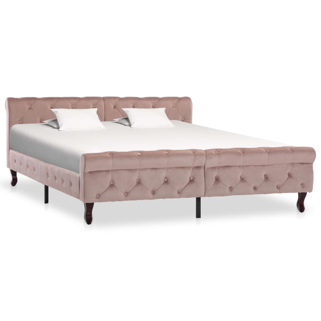 vidaXL Bedframe fluweel roze 160x200 cm