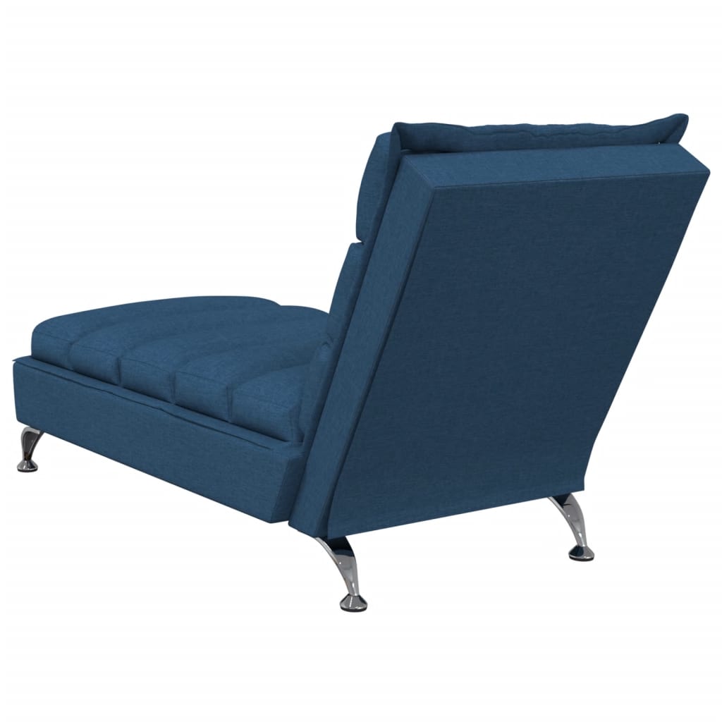 vidaXL Massage chaise longue met kussens stof blauw