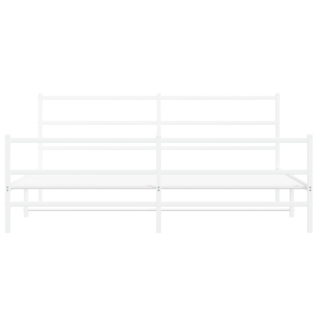 vidaXL Bedframe met hoofd- en voeteneinde metaal wit 200x200 cm