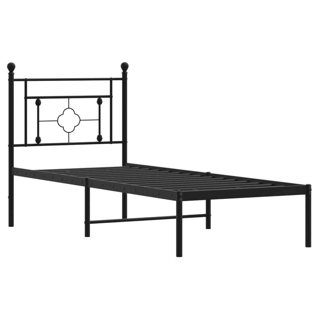 vidaXL Bedframe met hoofdbord metaal zwart 80x200 cm