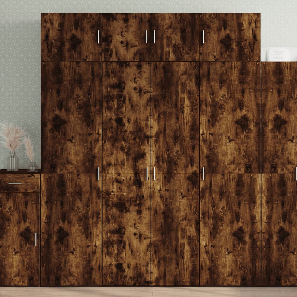 vidaXL Opbergkast 80x42,5x225 cm bewerkt hout gerookt eikenkleur