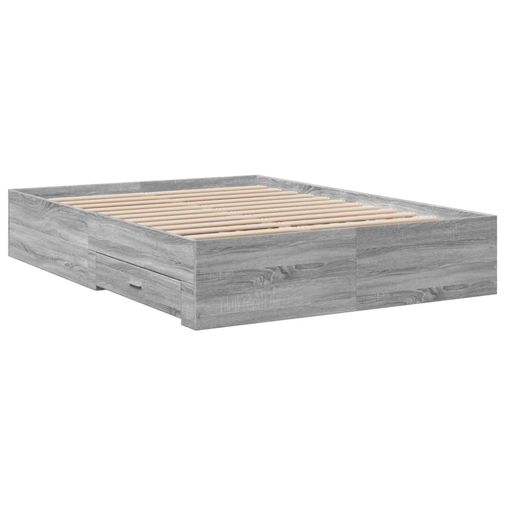 vidaXL Bedframe met lades bewerkt hout grijs sonoma eiken 120x200 cm