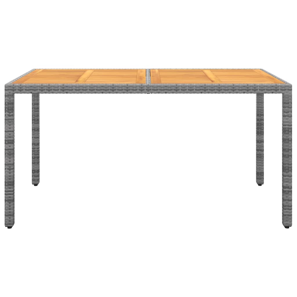 vidaXL Tuintafel 150x90x75 cm acaciahout en poly rattan grijs