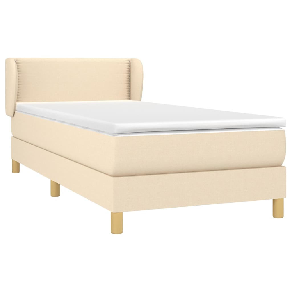 vidaXL Boxspring met matras stof crèmekleurig 90x190 cm