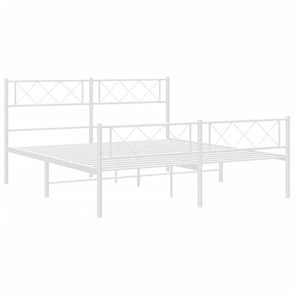 vidaXL Bedframe met hoofd- en voeteneinde metaal wit 160x200 cm