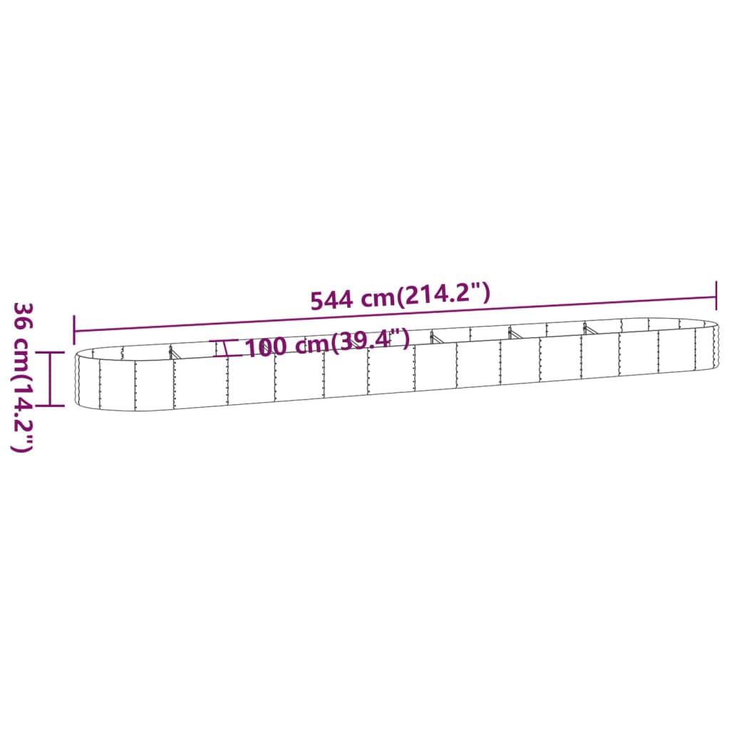 vidaXL Plantenbak 544x100x36 cm gepoedercoat staal bruin