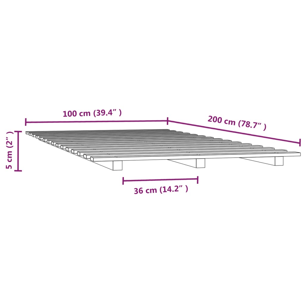 vidaXL Bedframe massief grenenhout 100x200 cm