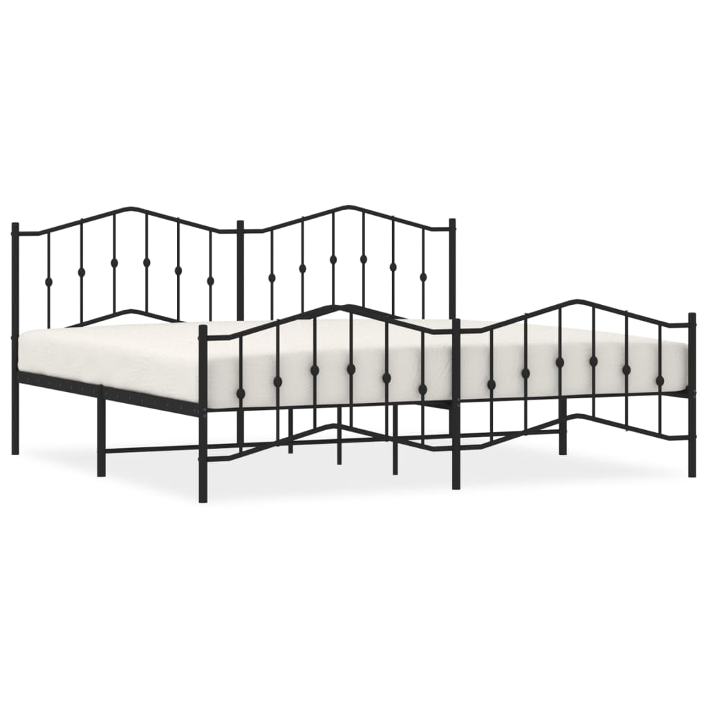 vidaXL Bedframe met hoofd- en voeteneinde metaal zwart 200x200 cm