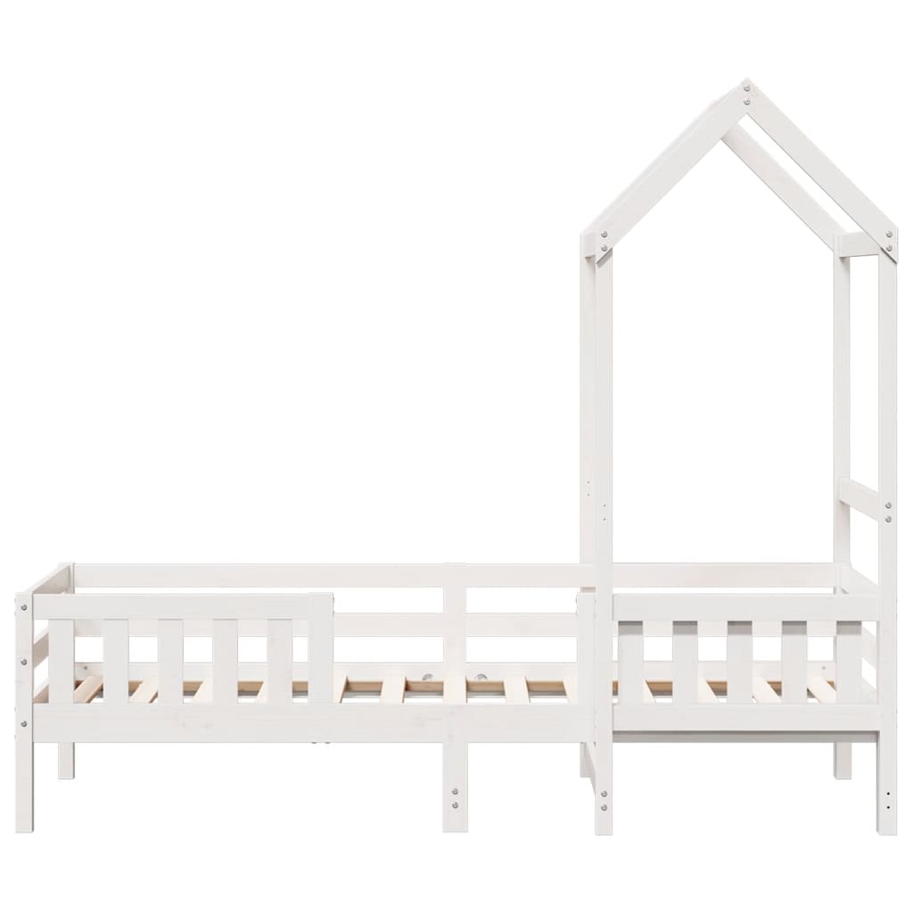 vidaXL Bedframe met huisje massief grenenhout wit 90x200 cm