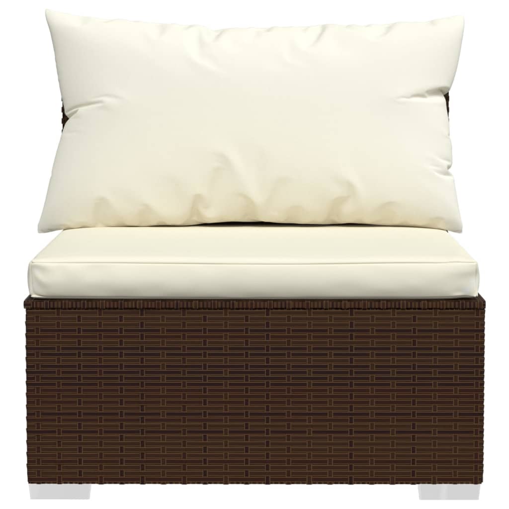 vidaXL 5-delige Loungeset met kussens poly rattan bruin