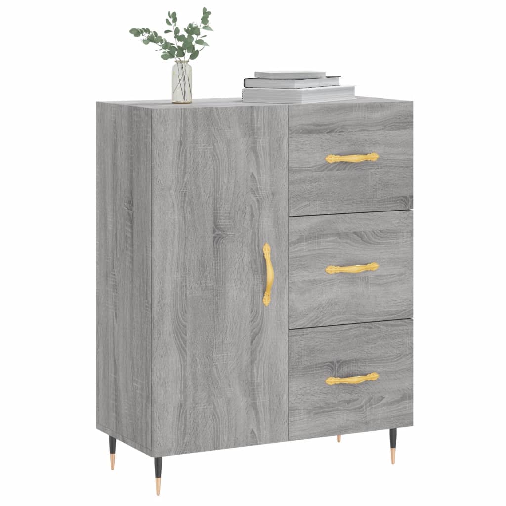 vidaXL Dressoir 69,5x34x90 cm bewerkt hout grijs sonoma eikenkleurig