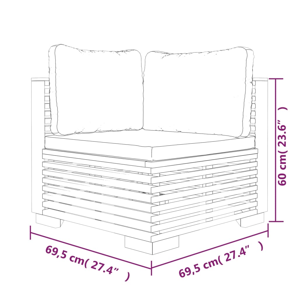 vidaXL 7-delige Loungeset met kussens massief teakhout