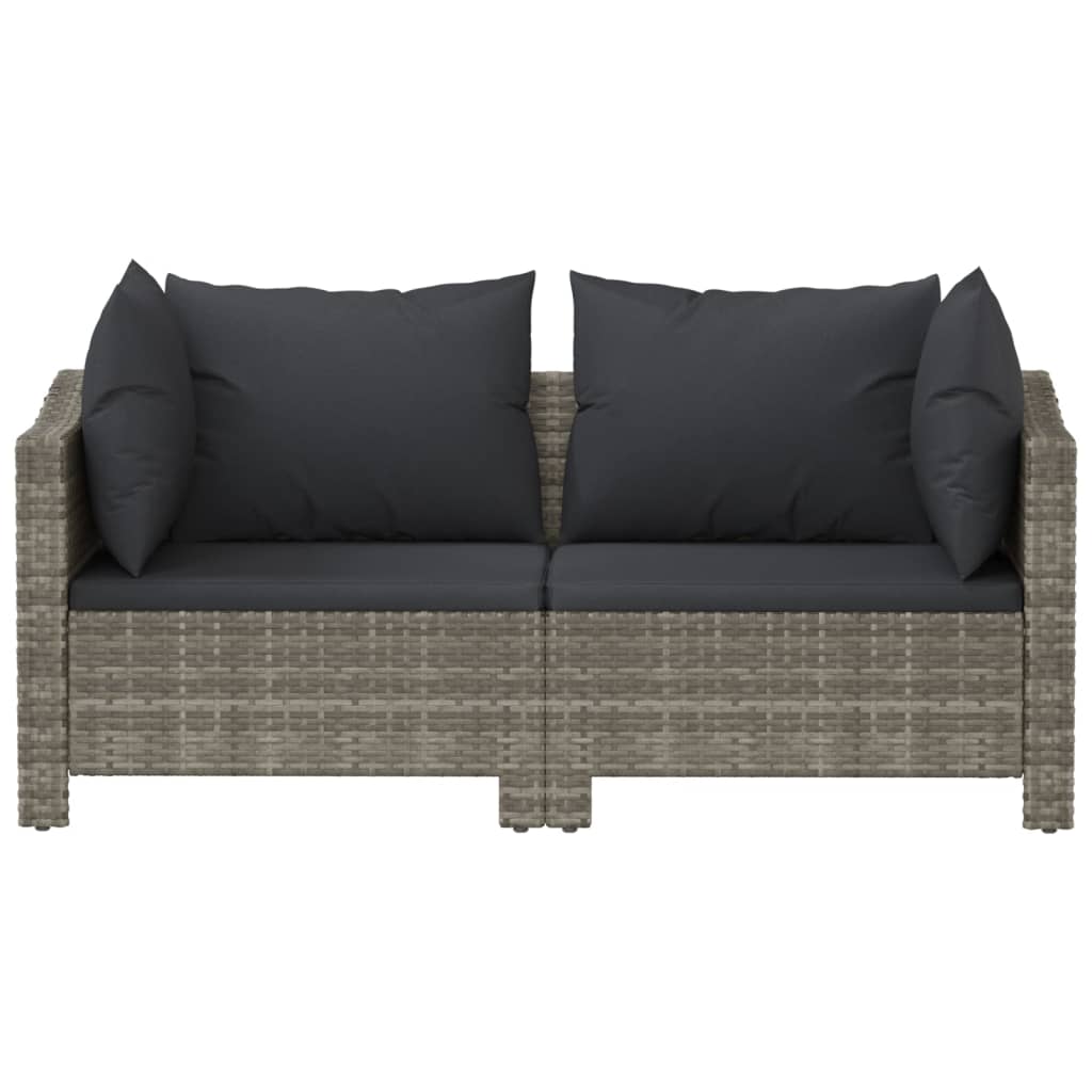 vidaXL 2-delige Loungeset met kussens poly rattan grijs