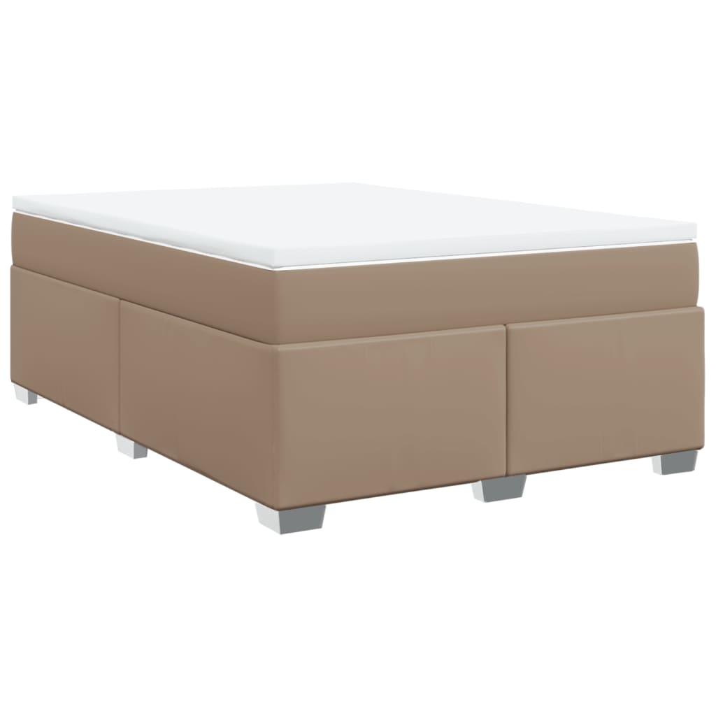 vidaXL Boxspring met matras kunstleer cappuccinokleurig 140x200 cm