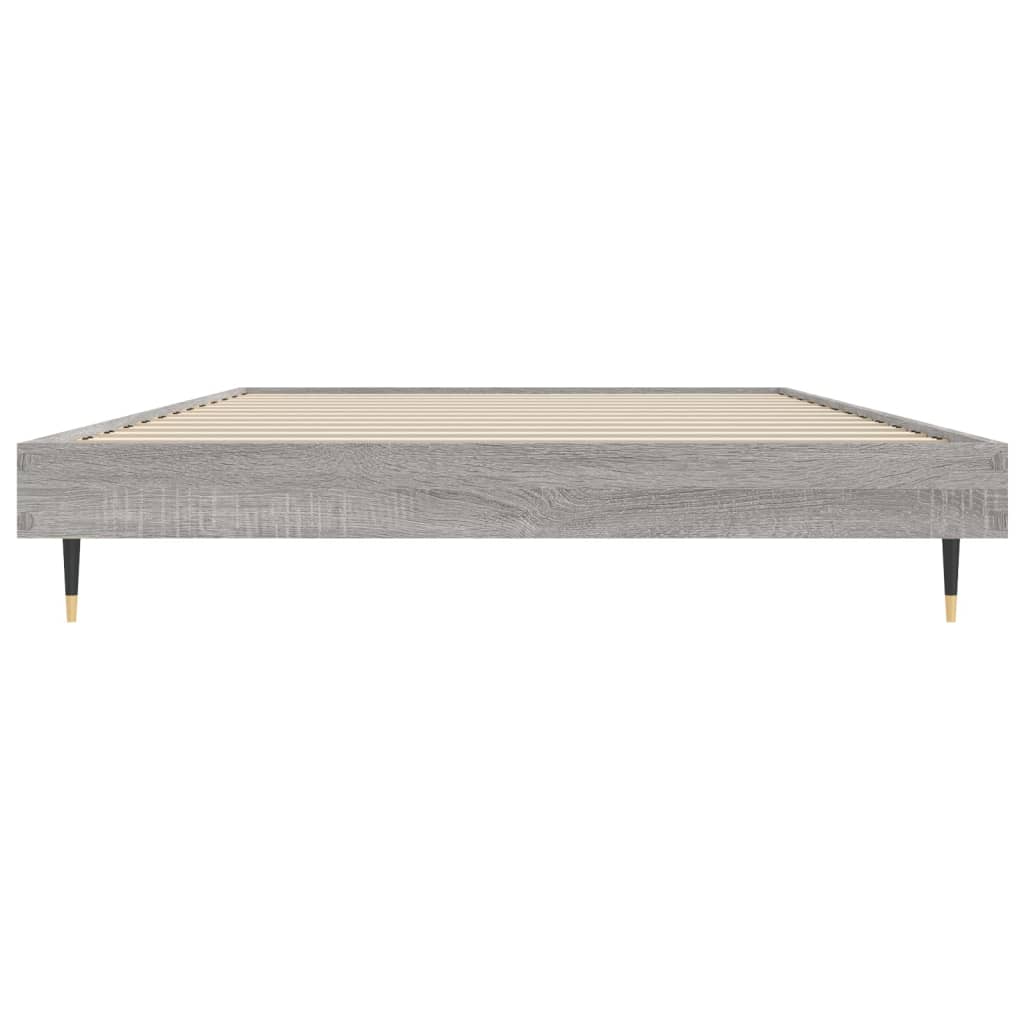 vidaXL Bedframe bewerkt hout grijs sonoma eikenkleurig 90x190 cm