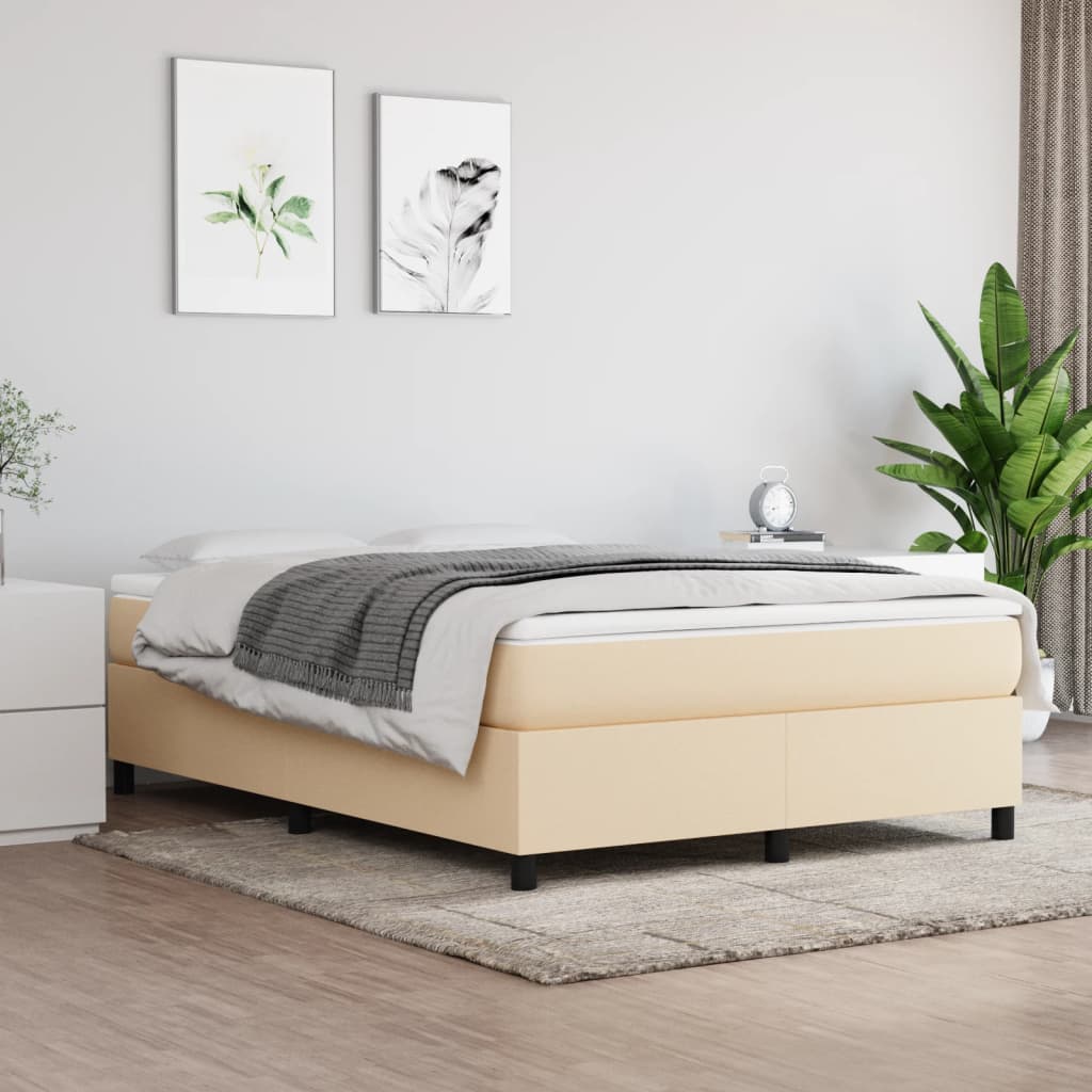 vidaXL Bedframe stof crèmekleurig 140x190 cm