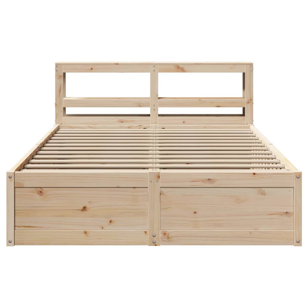 vidaXL Bedframe met hoofdbord massief grenenhout 150x200 cm