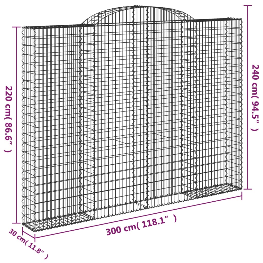 vidaXL Schanskorven 4 st gewelfd 300x30x220/240 cm ijzer