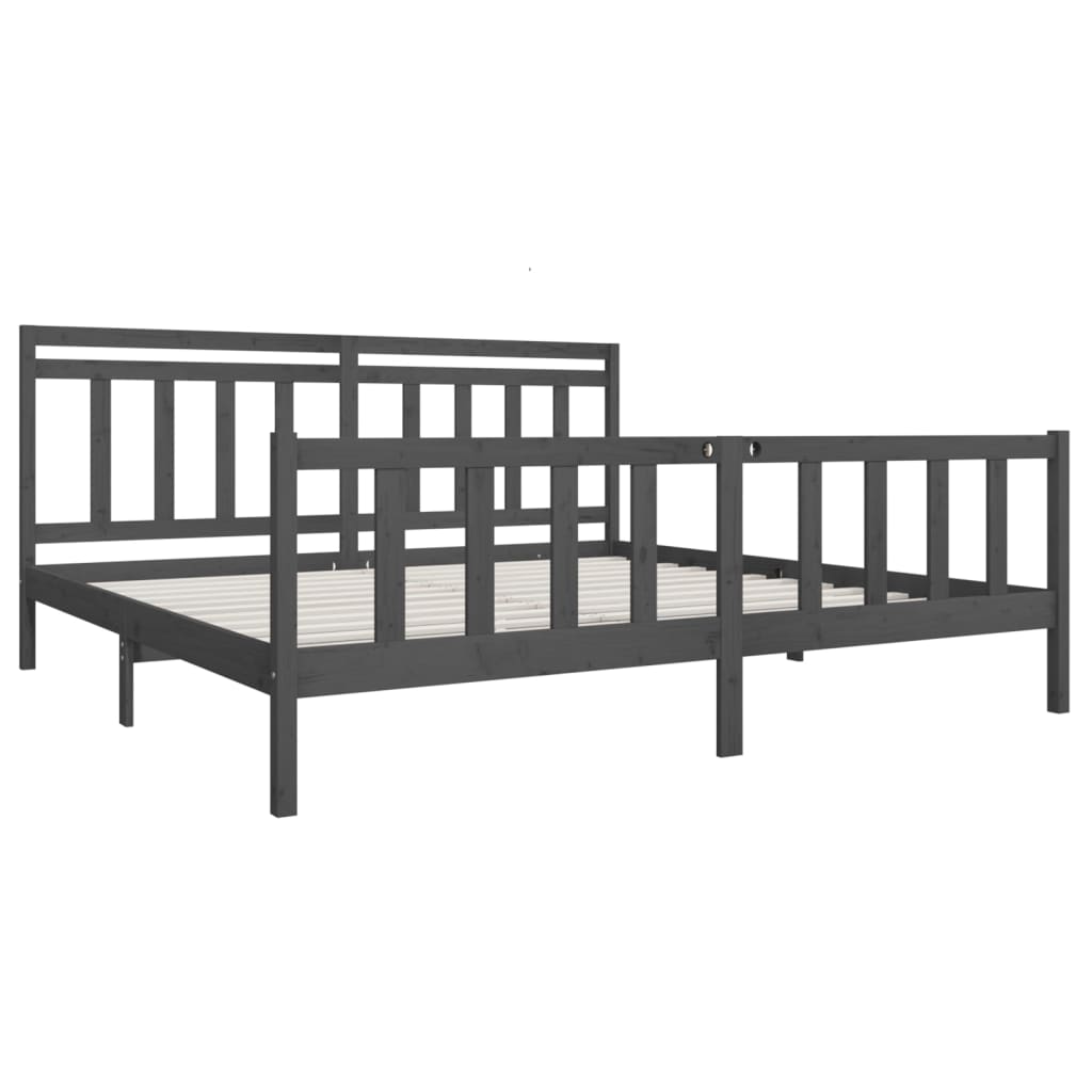 vidaXL Bedframe massief hout grijs 200x200 cm