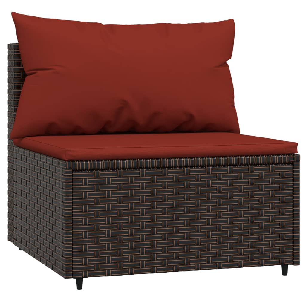 vidaXL 4-delige Loungeset met kussens poly rattan bruin