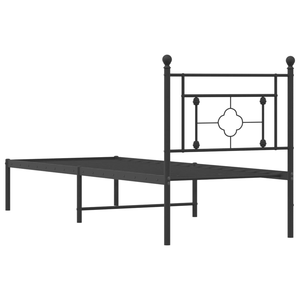 vidaXL Bedframe met hoofdbord metaal zwart 80x200 cm