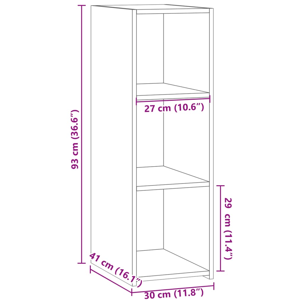 vidaXL Dressoir 30x41x93 cm bewerkt hout betongrijs