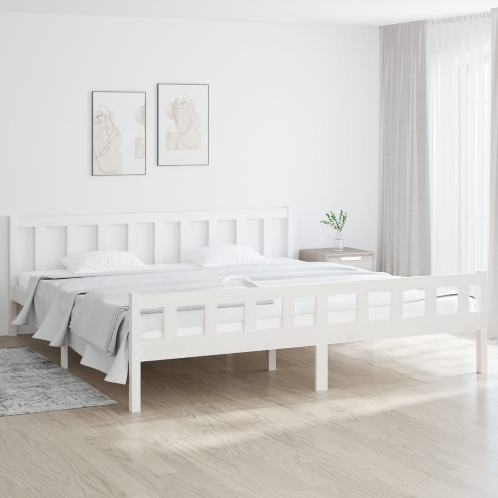 vidaXL Bedframe massief hout wit 180x200 cm