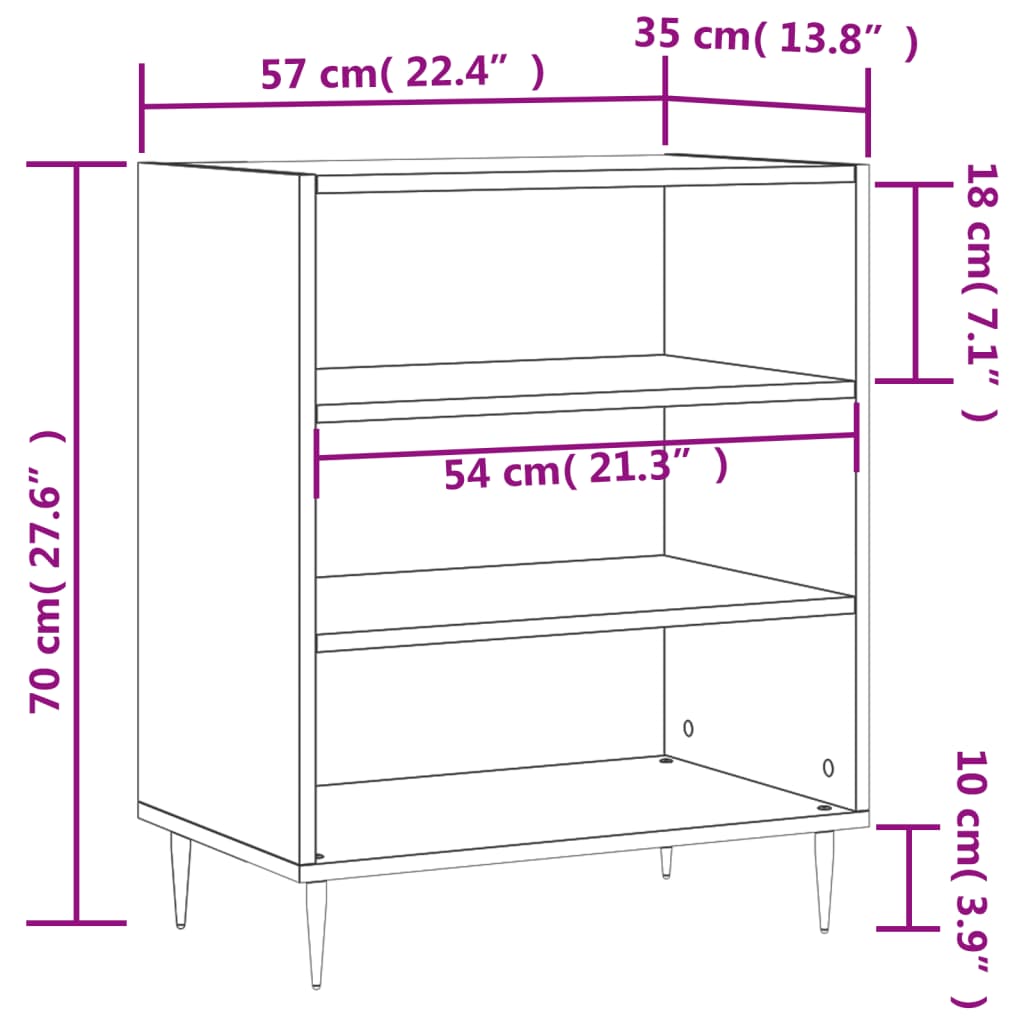 vidaXL Dressoir 57x35x70 cm bewerkt hout betongrijs