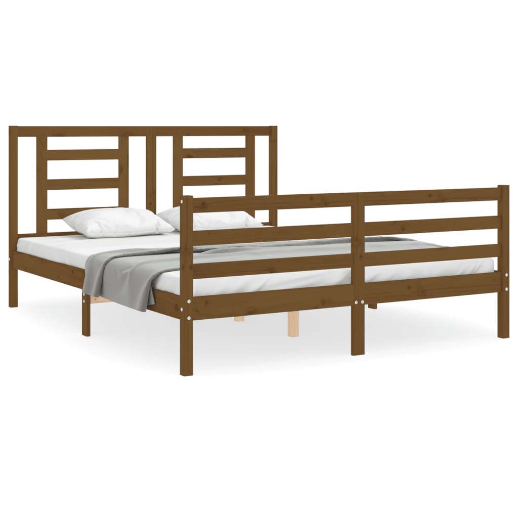 vidaXL Bedframe met hoofdbord hout honingbruin 160x200 cm