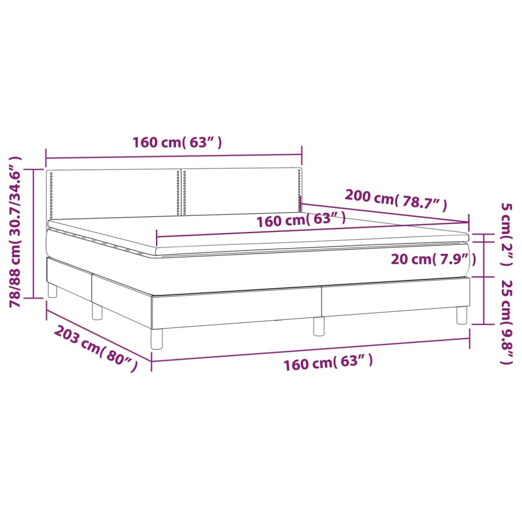 vidaXL Boxspring met matras kunstleer cappuccinokleurig 160x200 cm