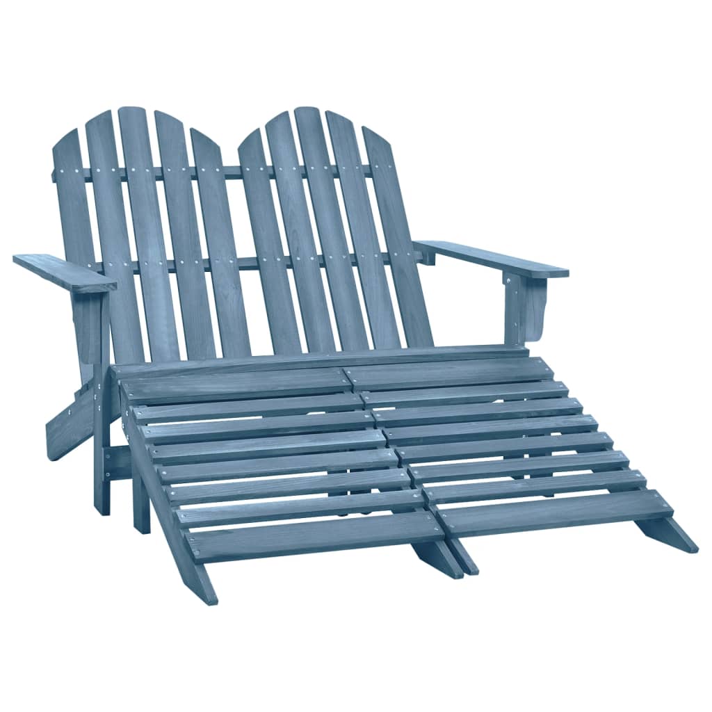 vidaXL Tuinstoel 2-zits Adirondack met voetenbank vurenhout blauw