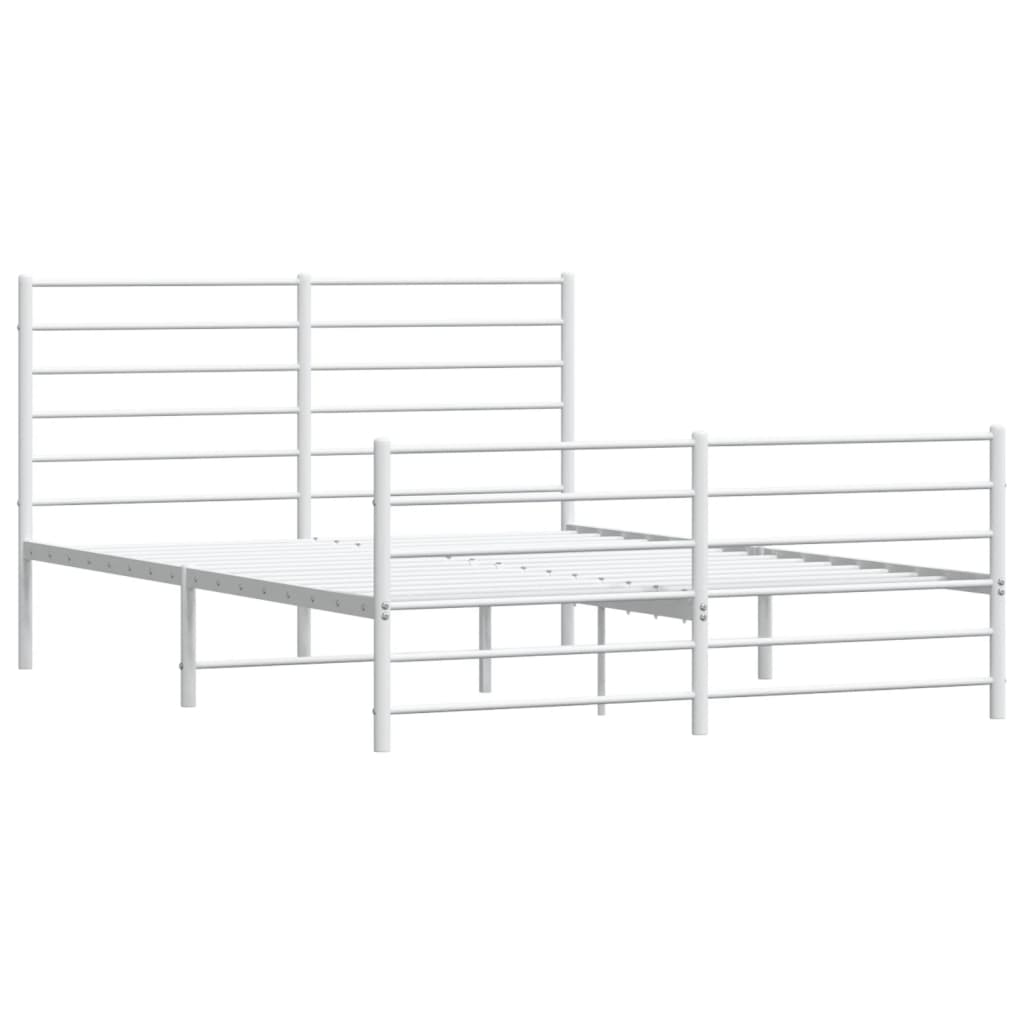 vidaXL Bedframe met hoofd- en voeteneinde metaal wit 120x200 cm