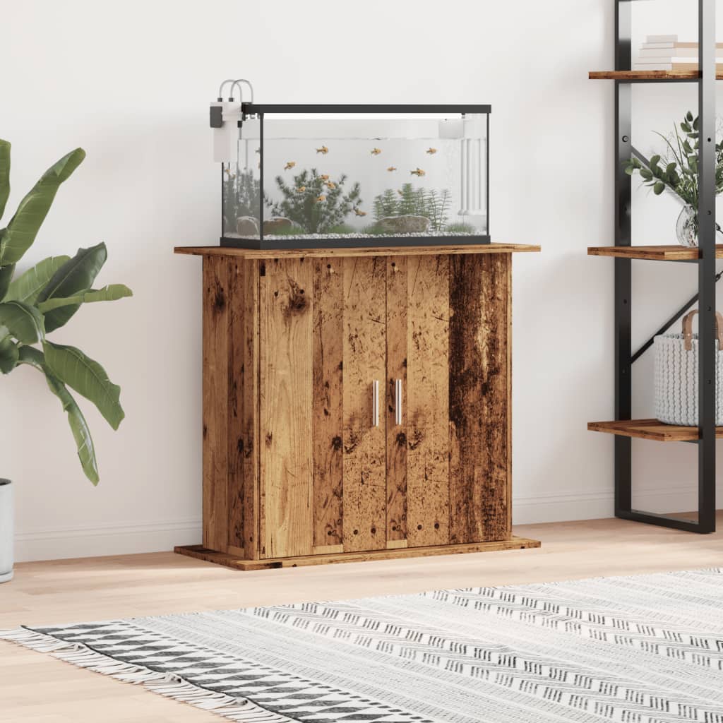 vidaXL Aquariumstandaard 81x36x73 cm bewerkt hout oud houtkleurig