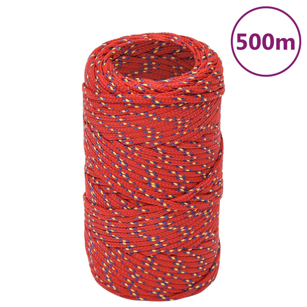 vidaXL Boottouw 2 mm 500 m polypropyleen rood