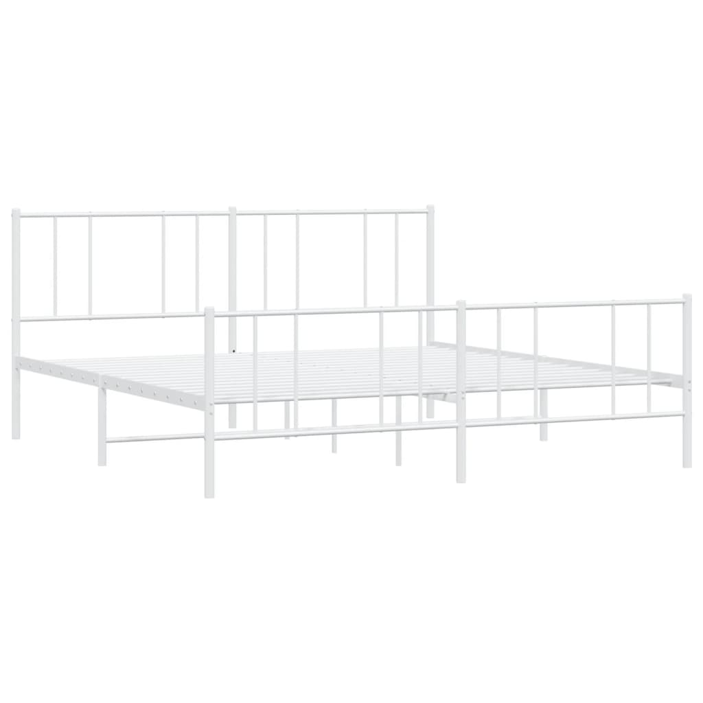 vidaXL Bedframe met hoofd- en voeteneinde metaal wit 193x203 cm