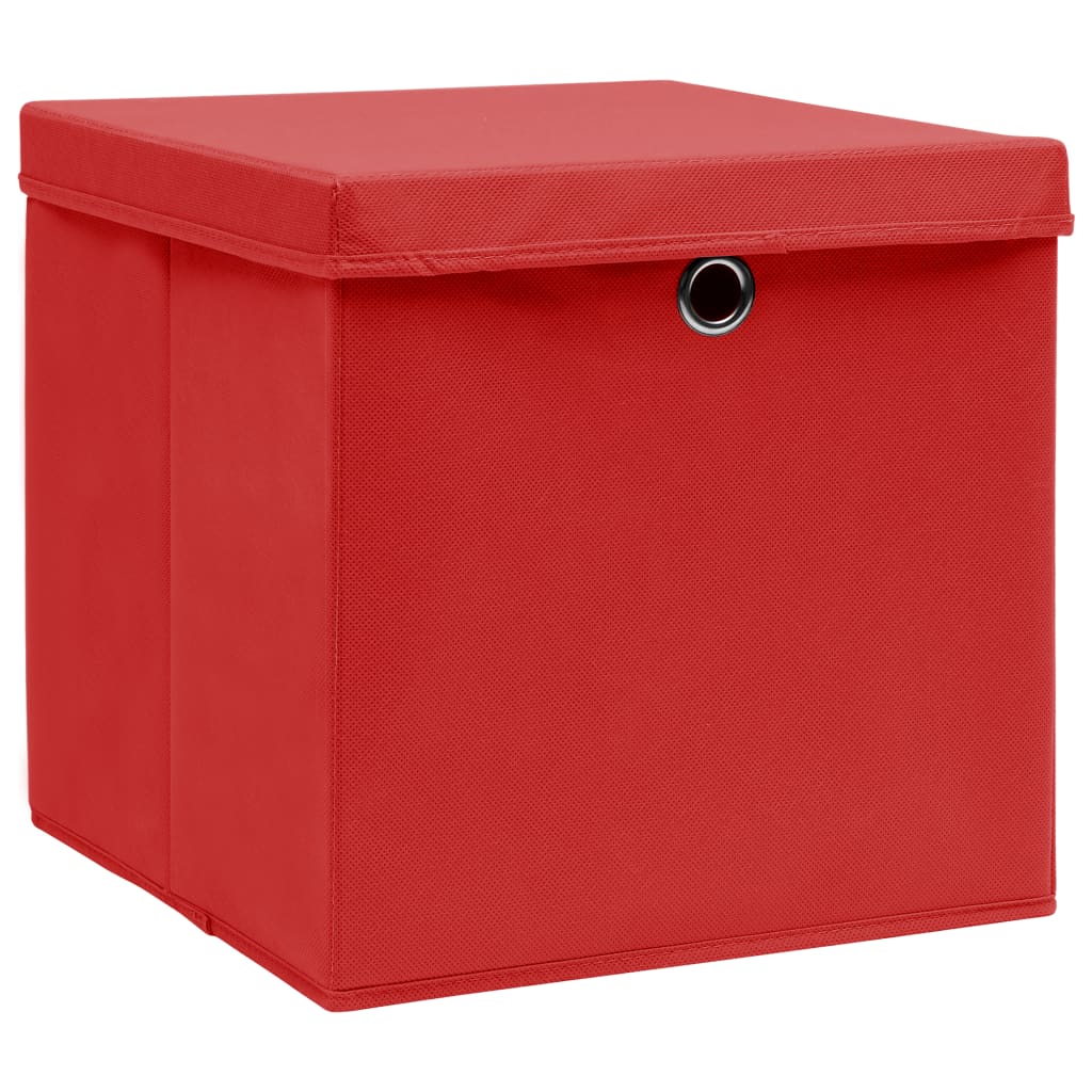 vidaXL Opbergboxen met deksel 10 st 32x32x32 cm stof wit