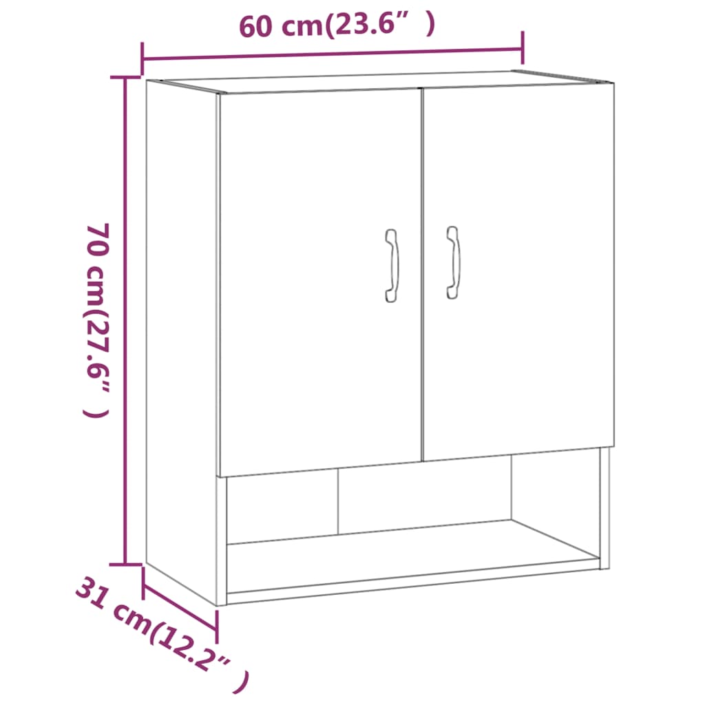 vidaXL Wandkast 60x31x70 cm bewerkt hout wit