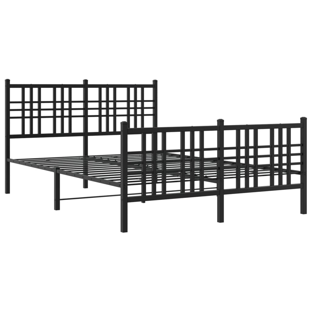 vidaXL Bedframe met hoofd- en voeteneinde metaal zwart 140x190 cm