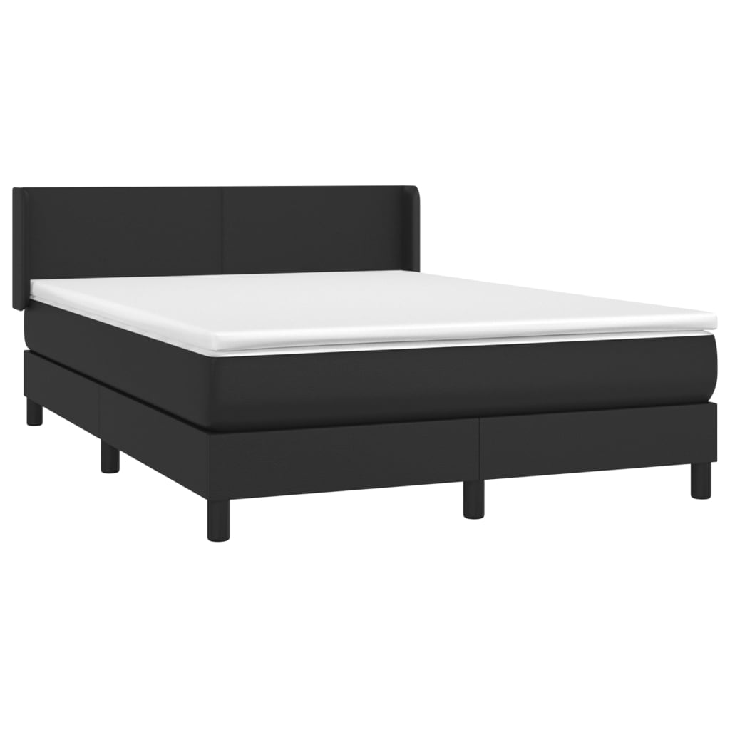 vidaXL Boxspring met matras kunstleer zwart 140x190 cm