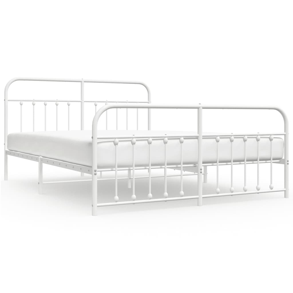 vidaXL Bedframe met hoofd- en voeteneinde metaal wit 183x213 cm